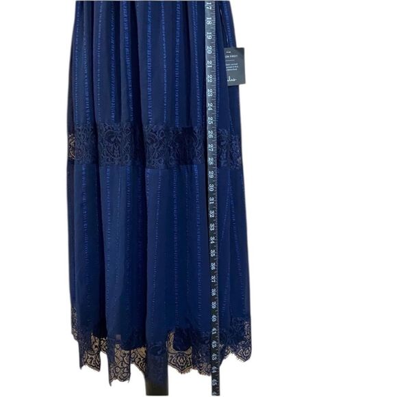 Lulus Love the Day Navy Lace Tie-Strap Midi Dress New with Tags L - Picture 7 of 10